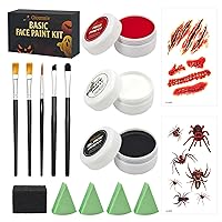 Vista 9 de Oiomniv SFX - Juego de 23 piezas de maquillaje de zombies de Halloween, juego de pintura facial para payaso, vampiro, esqueleto, bruja, cosplay