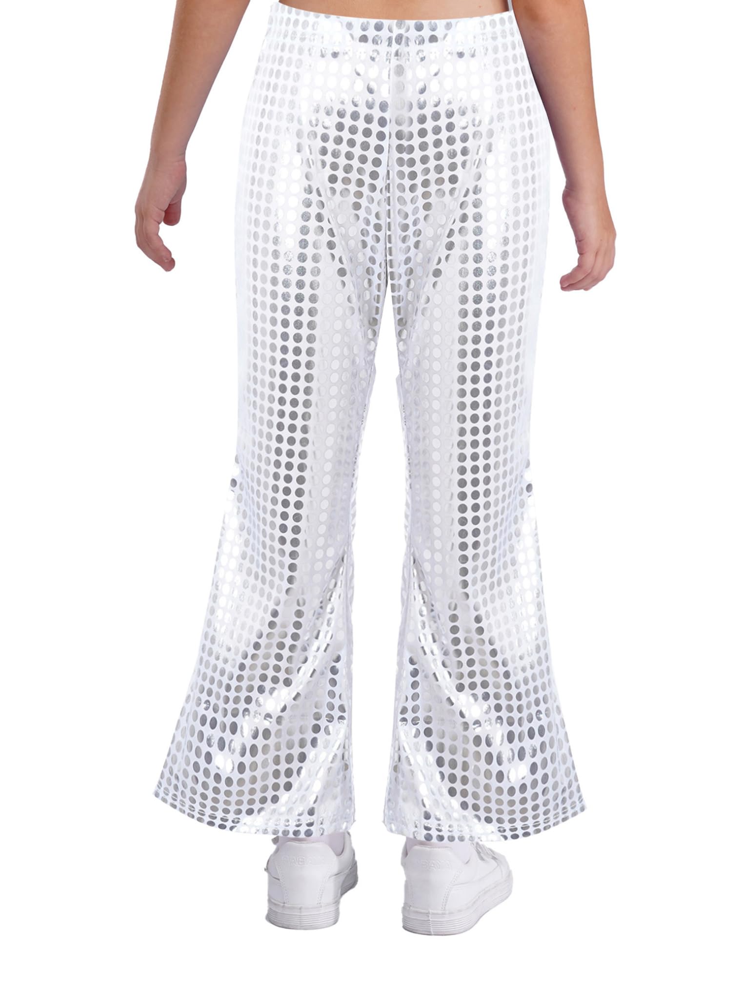Freebily Pantalones Acampanados De Lentejuelas para Niños con Cintura Elástica Pantalones De Baile Moderno Latino Hiphop para Fiesta Actuación