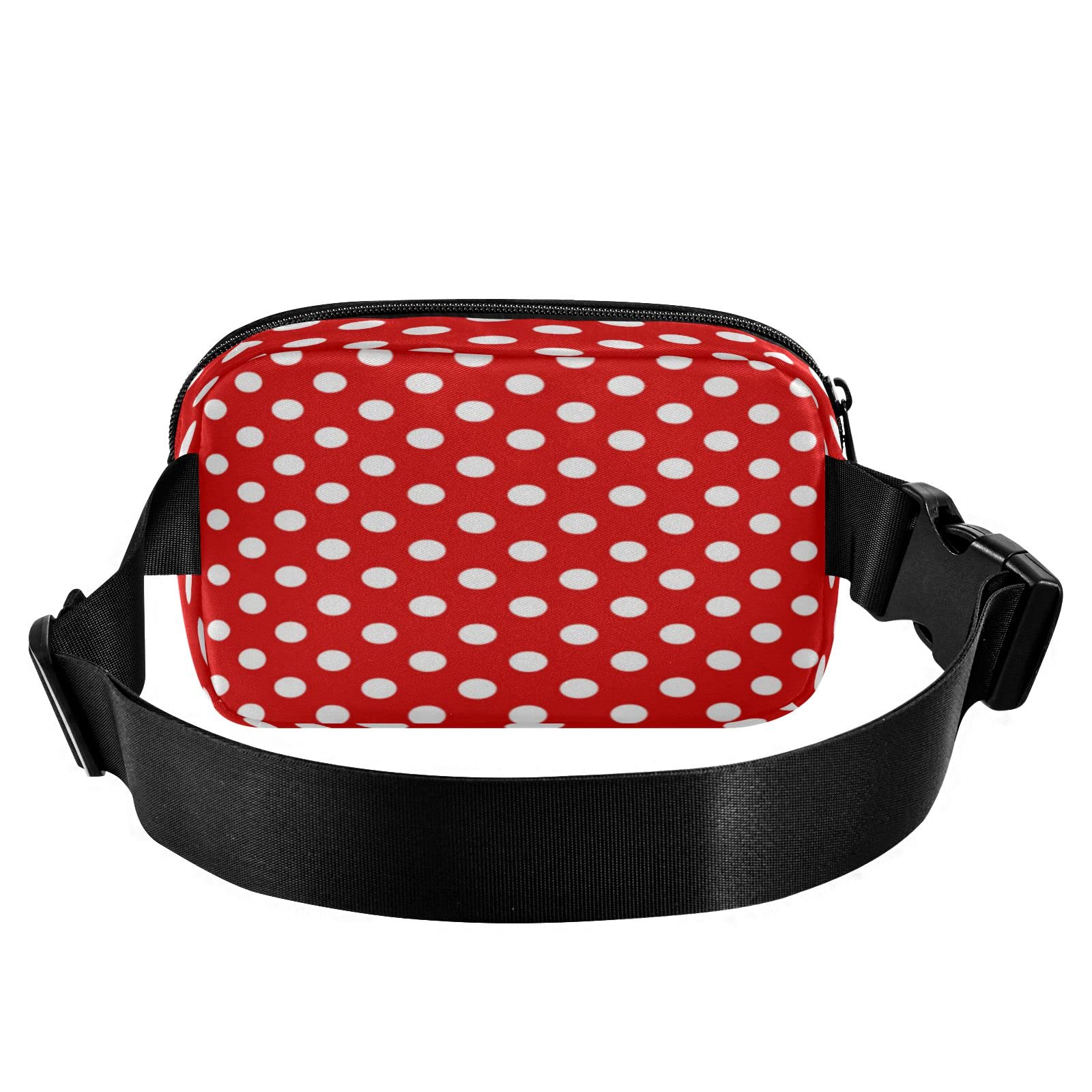 Red White Polka Dot Pattern Belt Bag for Women Men Fanny Pack Small Waist Pouch Crossbody Bags for Outdoor Hiking Running Travel