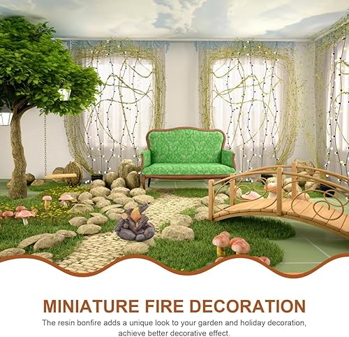 Miniatura 5 de Angoily Casa de muñecas Fogata Mini modelo de hoguera para casa de muñecas en miniatura, accesorios para fotos, decoración de casa pequeña