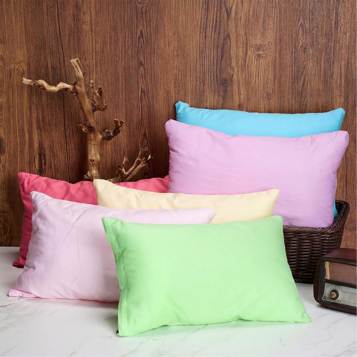 Kigley 6 Pack Mini Pillows for Daycare 9.1 x 13.8'' Small Travel Soft Breathable Cotton Pillow for Kids School Nap Travel Pet Neck Lumbar Purse Insert (Macaron Colors)