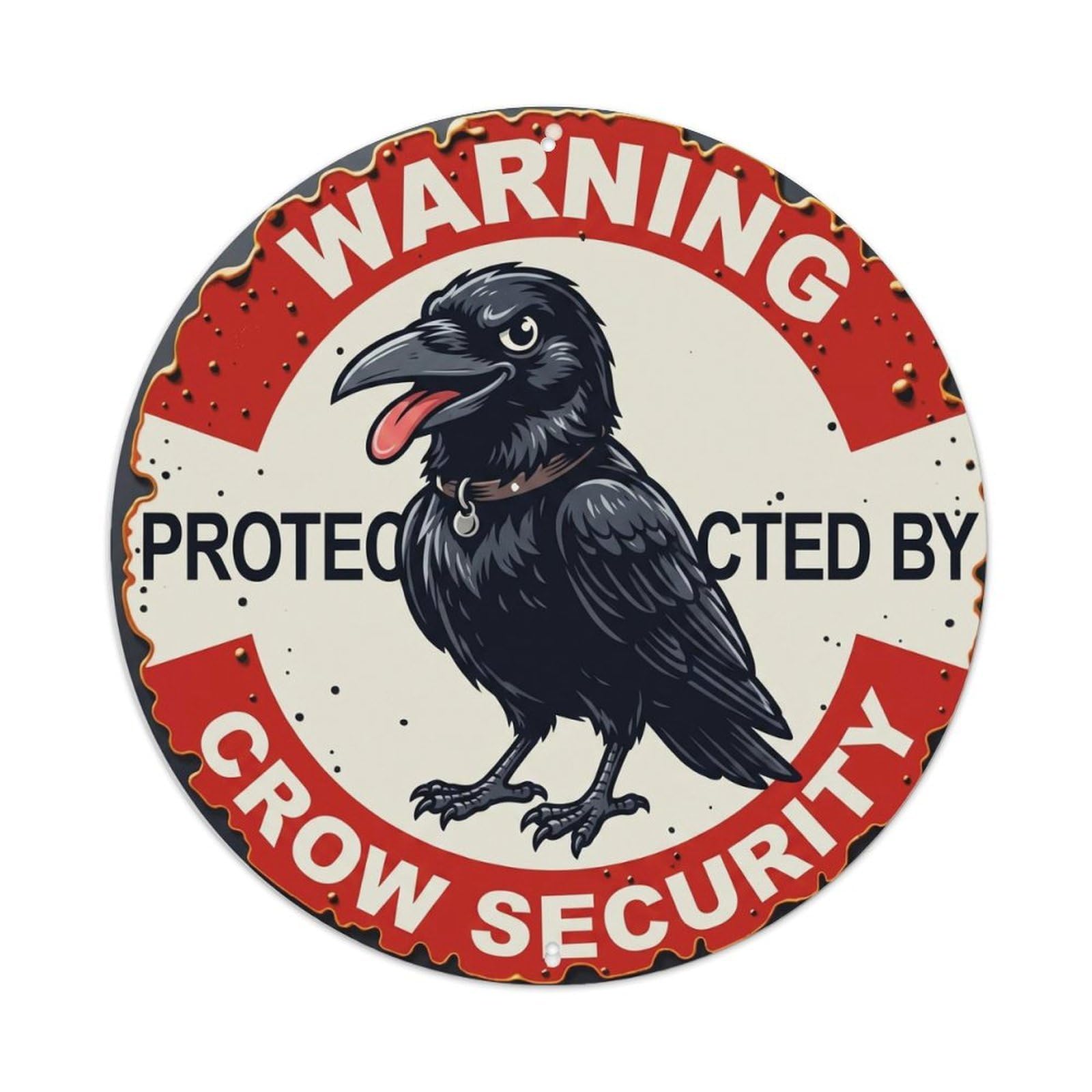 Tgrcjimh Style Metal Tin Sign Warning Protected By Crow Security Vintage