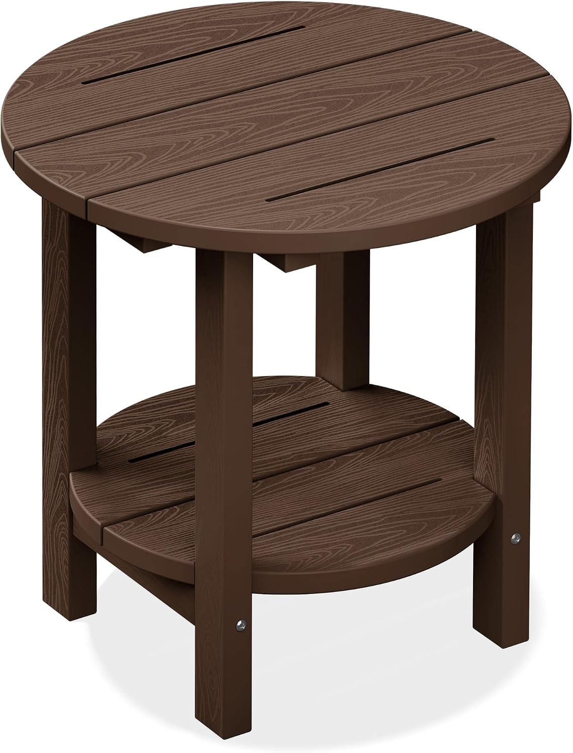  Round Outdoor Side Table, HDPE Small Adirondack End Table,2-Tier Patio Side Table for Backyard Pool Porch Garden Lawn, Coffee