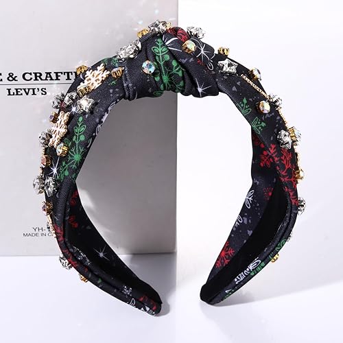 Miniatura 10 de HZEYN Diademas de Navidad para mujer, diadema con luz de Navidad, diadema con lazo de cristal para Navidad, accesorios de Navidad, regalos (luces de