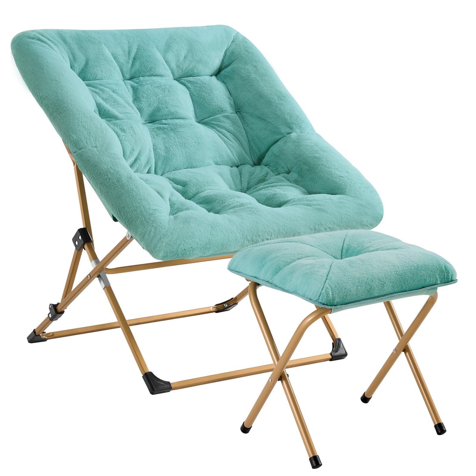 OAKHAM Comfy Chair for Adults, Soft Faux Fur Folding Lounge for Bedroom Living Room Dorm Rooms Flexible Reading Chair for Teens Kids, X-Large Foldable