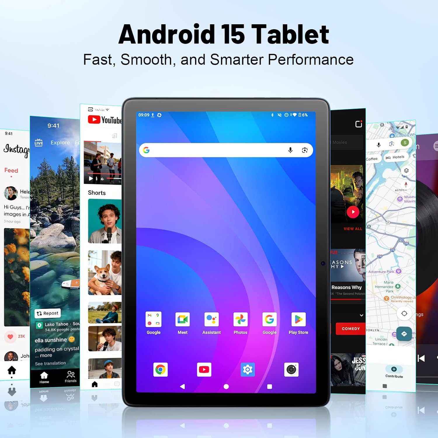 Android Tablet, Android 15 Electronic Tablets, 16 GB RAM 128GB ROM 1TB Expand, Octa-Core,5G WiFi, 13MP+5MP Camera, 8000mAh Battery, Google Tablet with Keyboard Case Pen, Blue