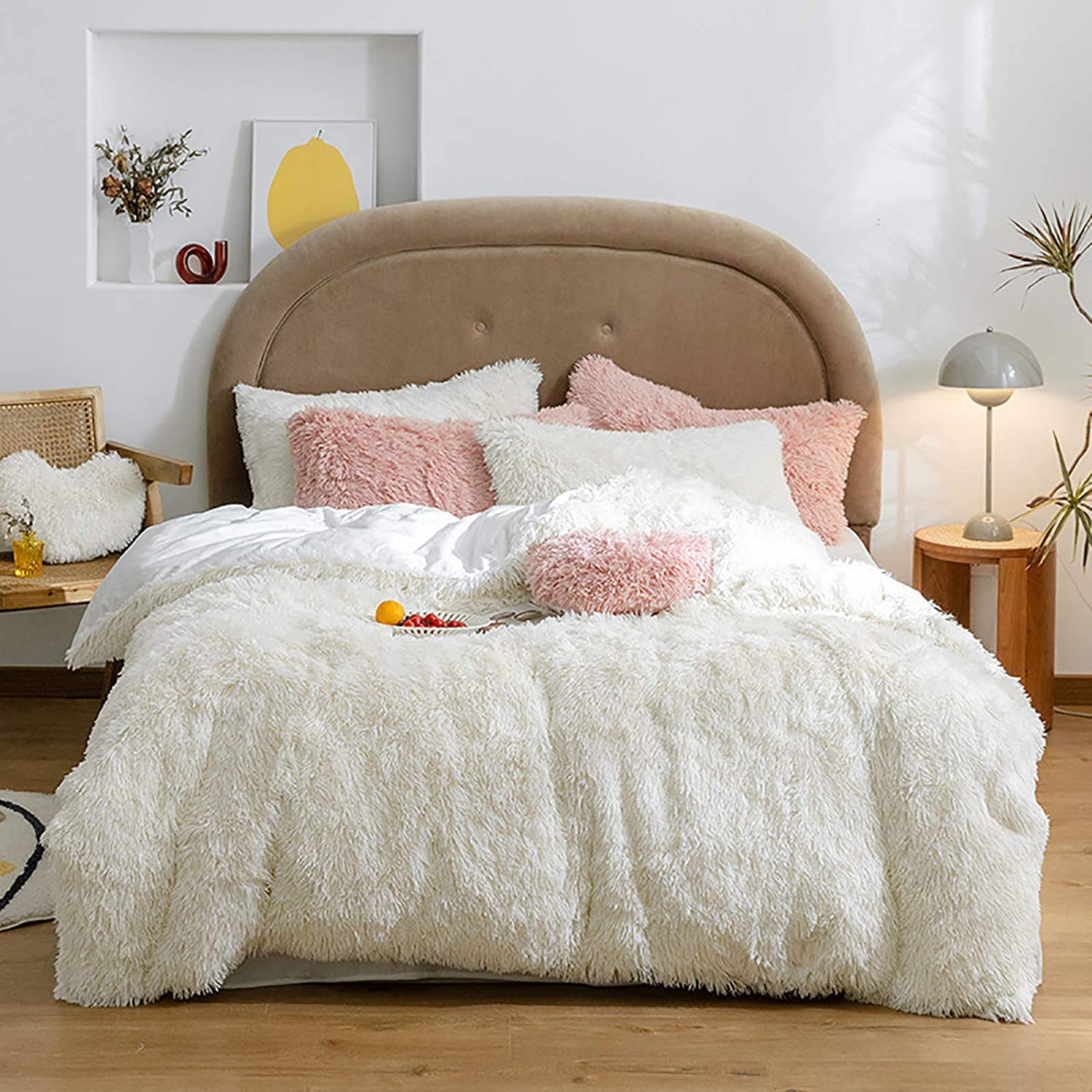 MGEMJMJ Solid Color Fluffy Duvet Cover,Winter Soft Fuzzy Faux Fur Quilt Cover With Zipper,Shaggy Flannel Comforter Cover(Size:200x230cm(79x91inch),Color:D)