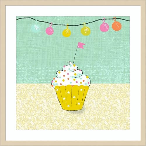 Miniatura 12 de Amanti Art Framed Wall Art Print 28x28 Retro Birthday IV by Chariklia Zarris, Still Life Wall Art, Whimsical Decor, Medium Poster Painting Artwork