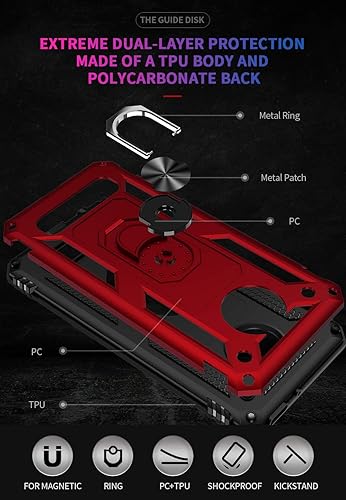 Miniatura 6 de Funda de grado militar para Motorola Moto Z4, funda para Moto Z4, funda para Moto Z4 Play de 360 grados, anillo giratorio de metal, soporte