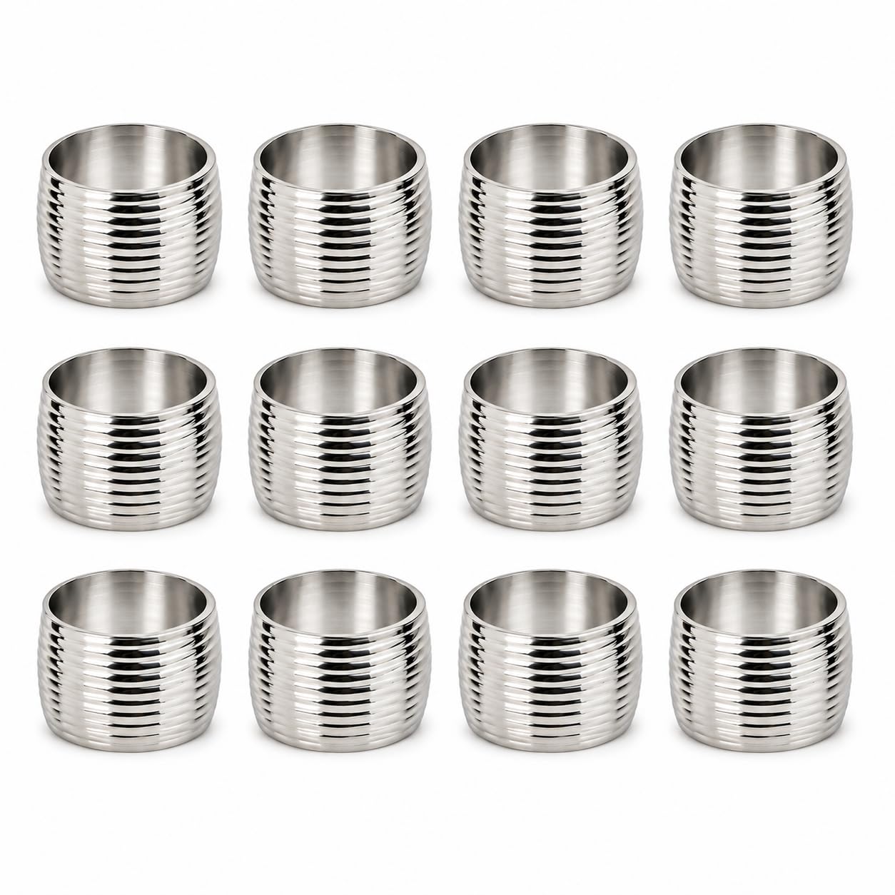 ITOS365 Set di 12 portatovaglioli verticali scanalati, in metallo di alta qualità, per tovaglioli, decorazione moderna da tavolo per matrimoni, Ringraziamento, Natale e cene