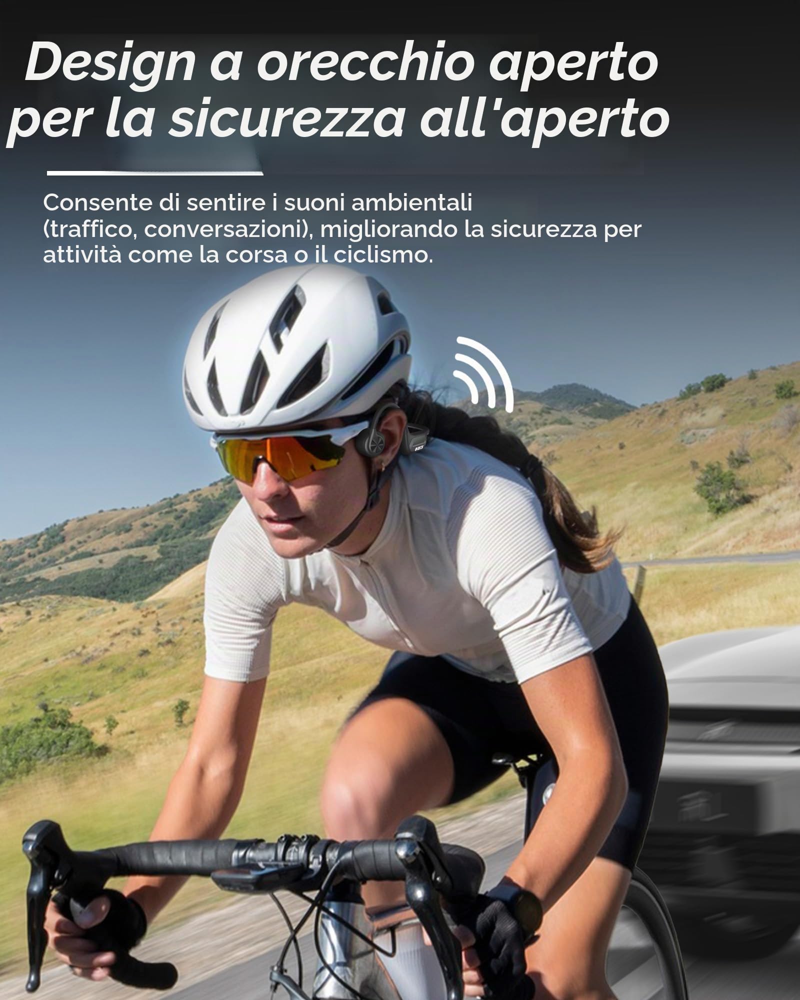 Voistek Cuffie Conduzione Ossea, IP68 Impermeabili Subacquee per Piscina e Nuoto, Bluetooth 5.4 con Lettore MP3 Built-in 32G Memoria, Auricolari Sportive per Surf, Corsa, Ciclismo