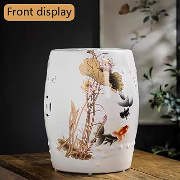 Ceramic Garden Stool, Chinese Ceramic Drum Stool, Glazed Porcelain Pier, Flower Stand, Makeup Stool, For Living Room, Balcony, Garden