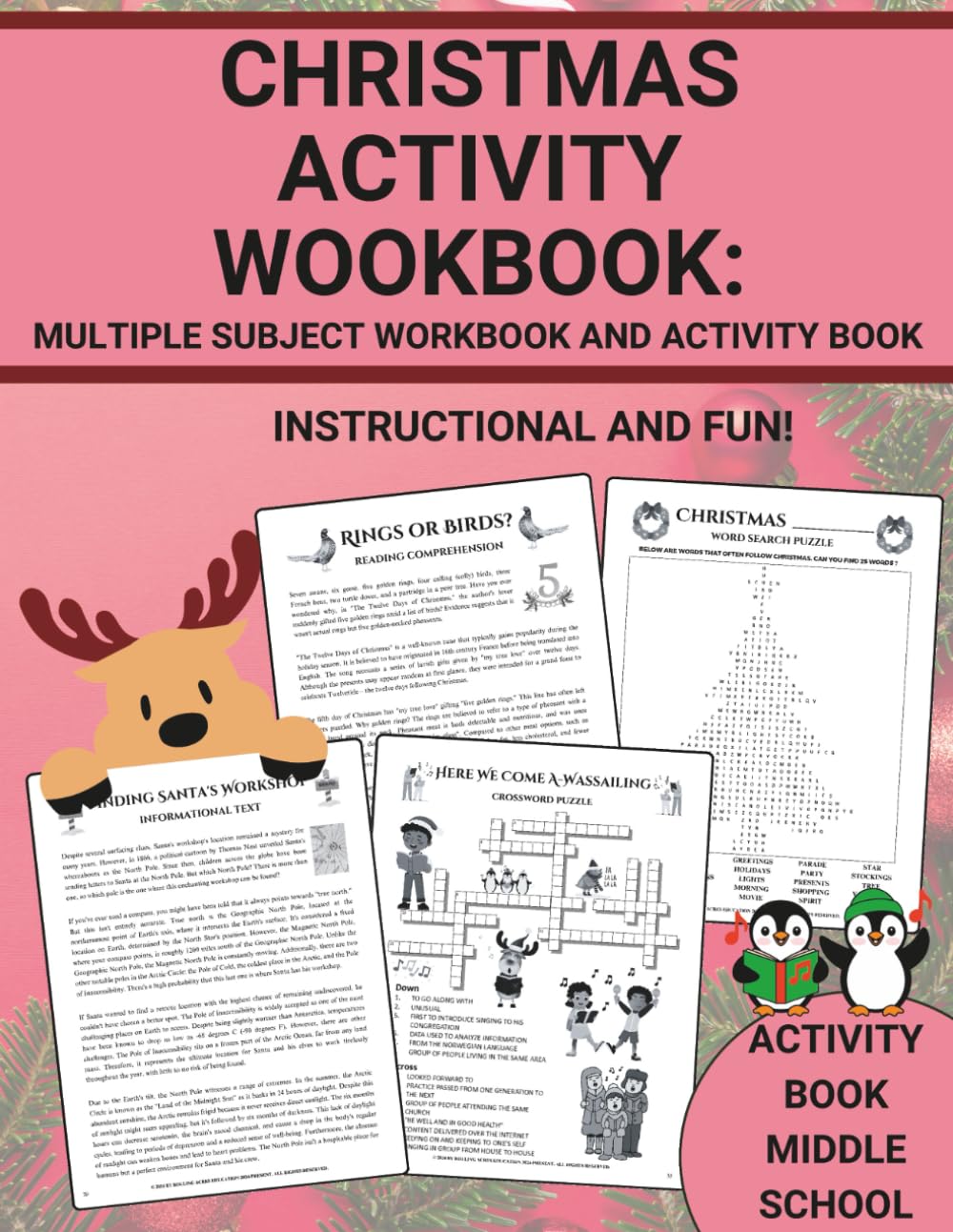Activity Book Middle School: Christmas Activity Wookbook: Multiple Subject Workbook and Activity Book