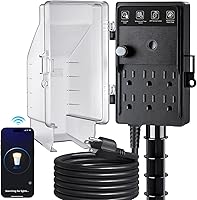 Vista 1 de SURAIELEC Zigbee - Temporizador de estaca de alimentación para exteriores impermeable, tira de alimentación de 6 tomas resistente a la intemperie