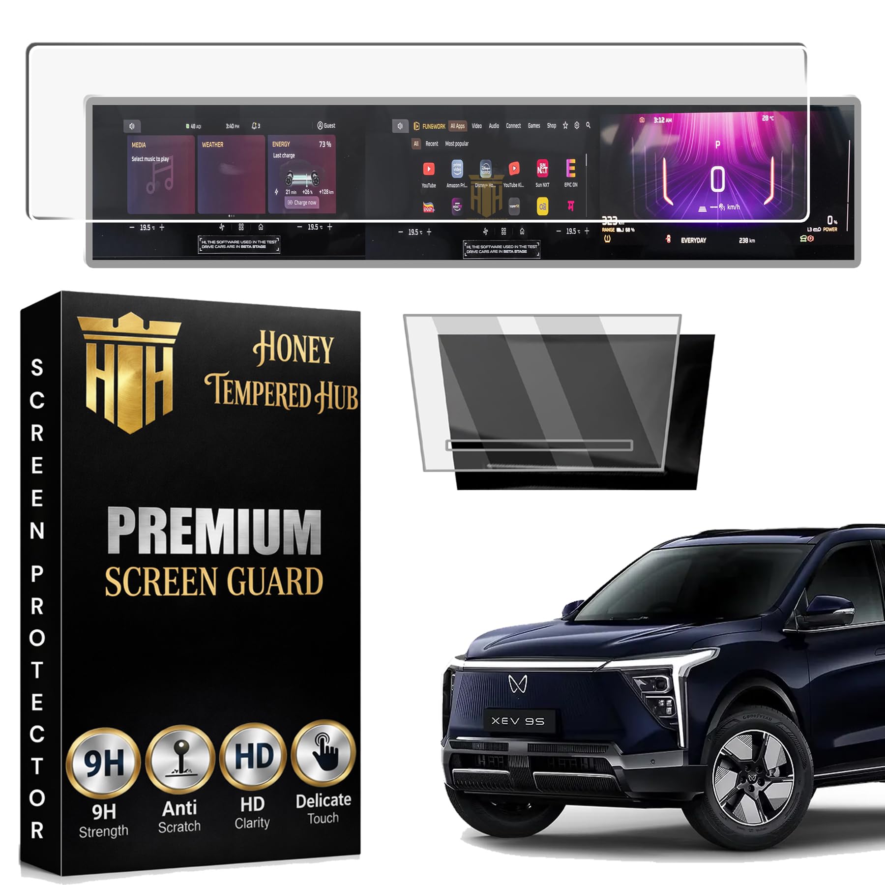 Glossy Screen Guard Combo For NEW MAHINDRA XEV 9S 2026/12.3 INCH INFOTAINMENT + STORAGE PANEL PROTECTOR/Anti Scratch / Xev9S Electric Car Display Accessories [Not Tempered Glass]-image-13