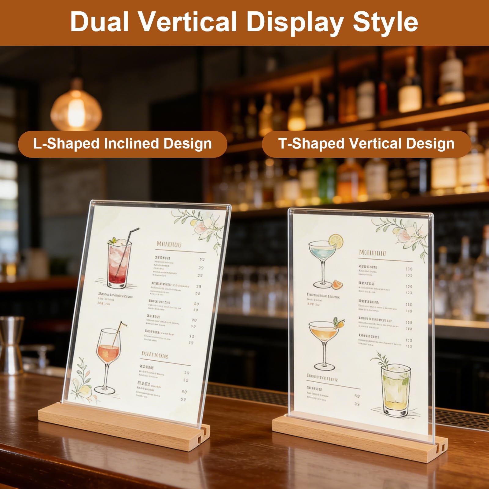 HFDONGL 3 Pièces Présentoir de Table A4 Porte Affiche Porte Documents Acrylique Porte Menu pour Bureau Restaurant Café Boutique Mariage(forme en L et T - 2 options)