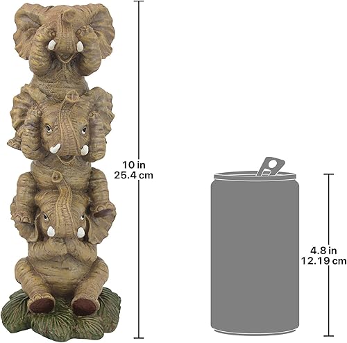 Miniatura 6 de Design Toscano NG33769 - Estatua coleccionable de elefantes apilados para escuchar no se transparenta talla M