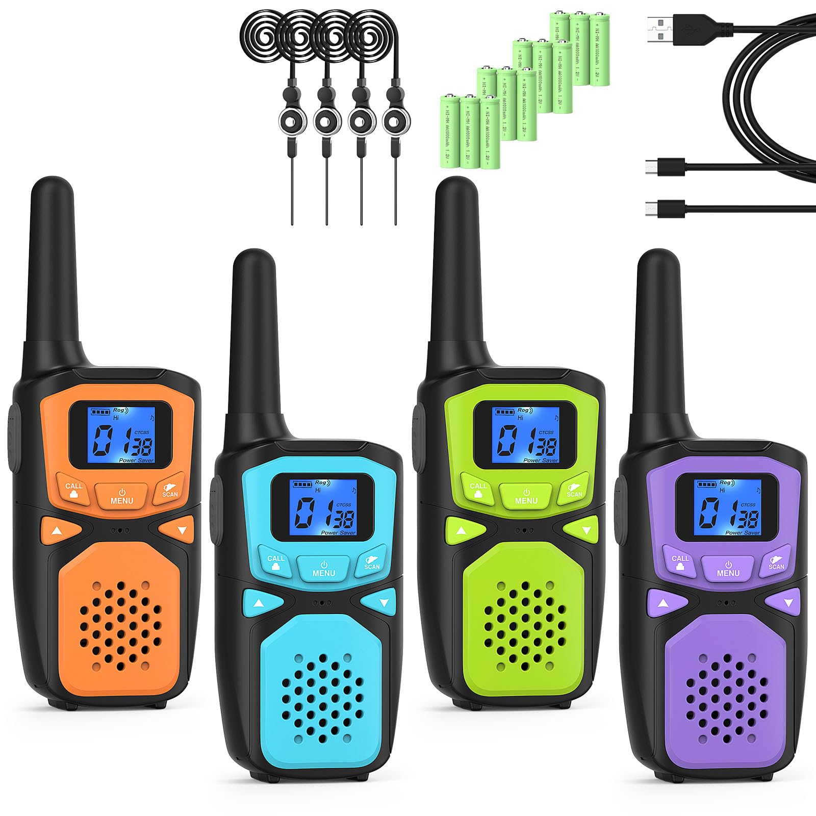 WokTok Small Machine Walkie Talkie,Camping Outdoor Game Toys Christmas Birthday Gift for Boys and Girls 3 4 5 6 7 8 9 10 Years Old Rechargeable with NOAA,Lanyard Kids Walkie Talkie 2 Packs