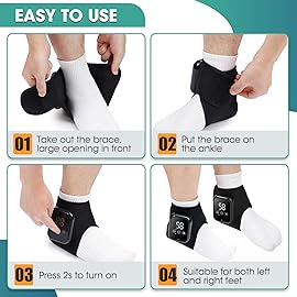 2PCS Ankle Heating Pad with Massage, USB Rechargeable Ankle Massager for Pain Relief, Ankle Massager for Circulation and Pain Relief, Heated Ankle Brace Wrap