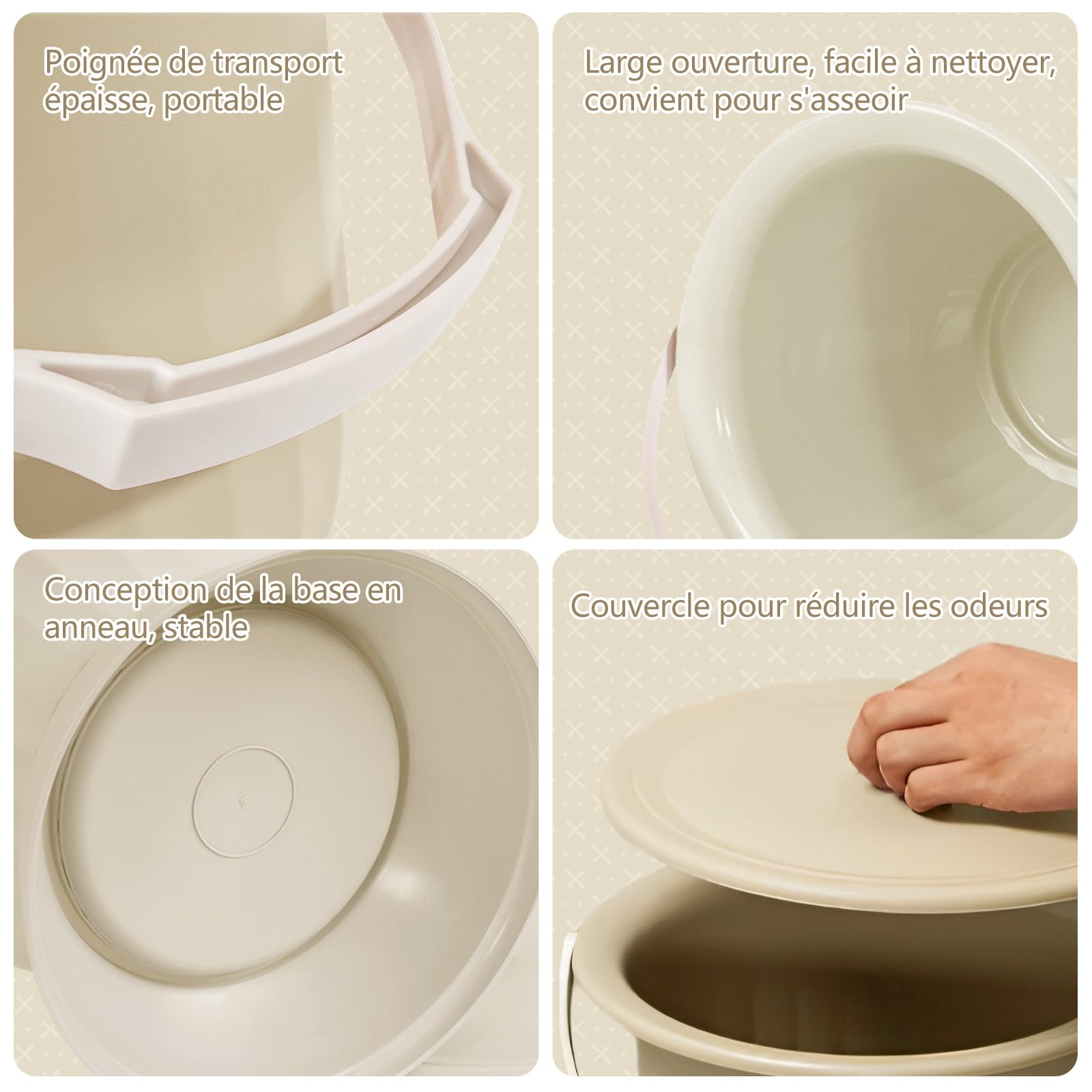 Harilla Pot de chambre, pot, urinoir de nuit, crachoir, urinoir avec couvercle, seau pour femme, homme, enfants, adultes, chambre intérieure, Jaune