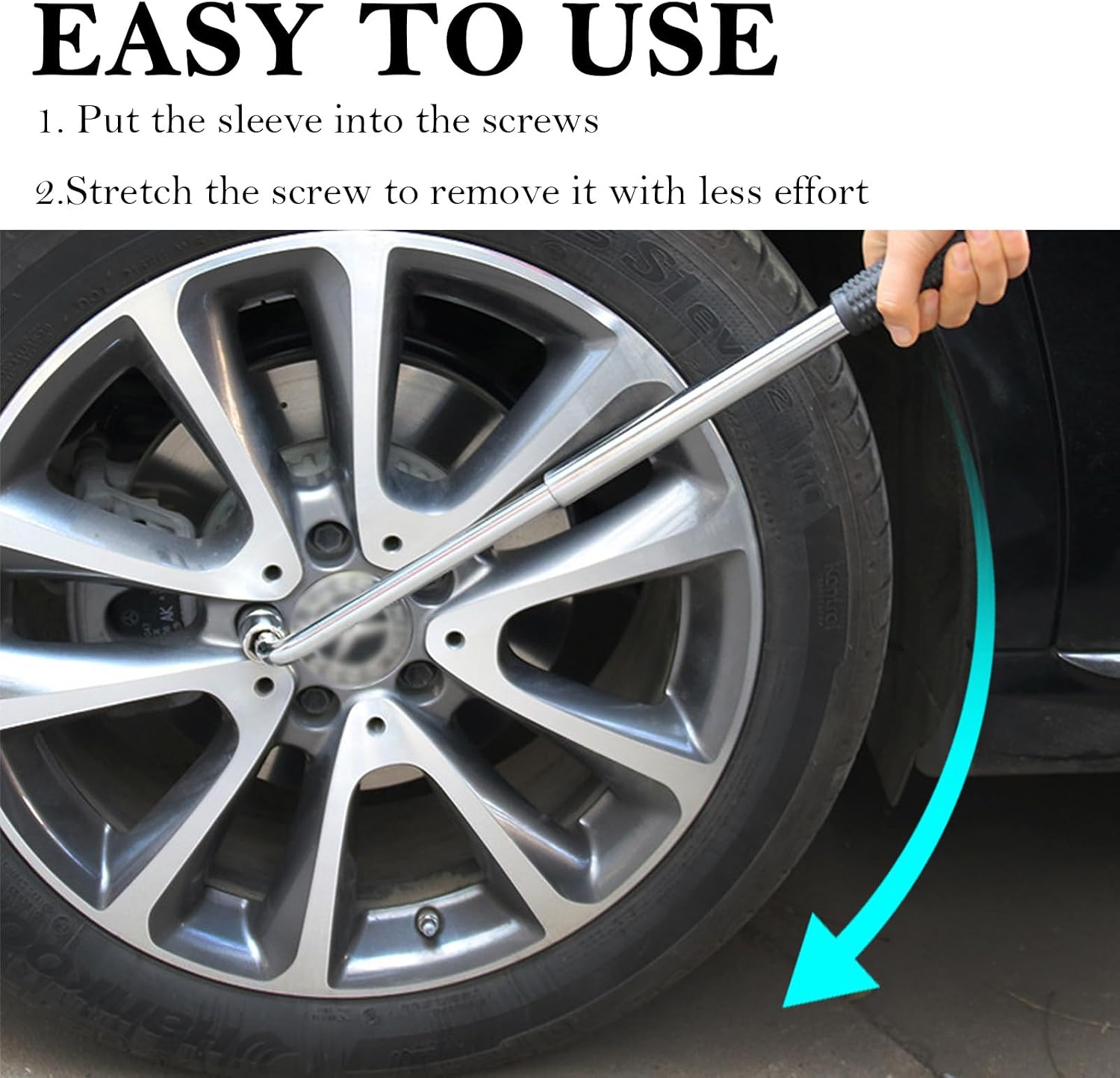 Stacool Extendable Lug Wrench with Double-Sided Sockets of 17mm/19mm and 21mm/23mm, Universal Wrench for Most Vehicle Lug Nuts