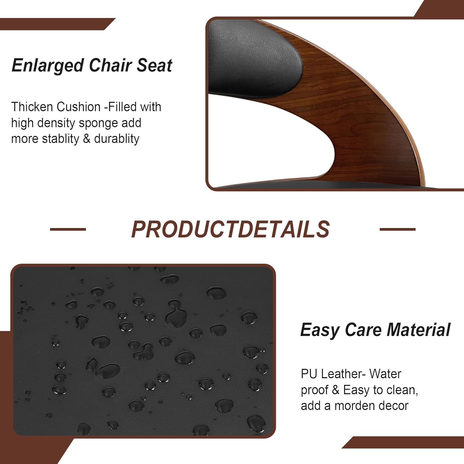 VECELO Bar Stools Set of 2,Counter Height Stools with Bentwood Back&Arm, Swivel Barstools,PU Leather Kitchen Island Stools, Adjustable Height Bar Chairs for Club Pub Dining Room,Black