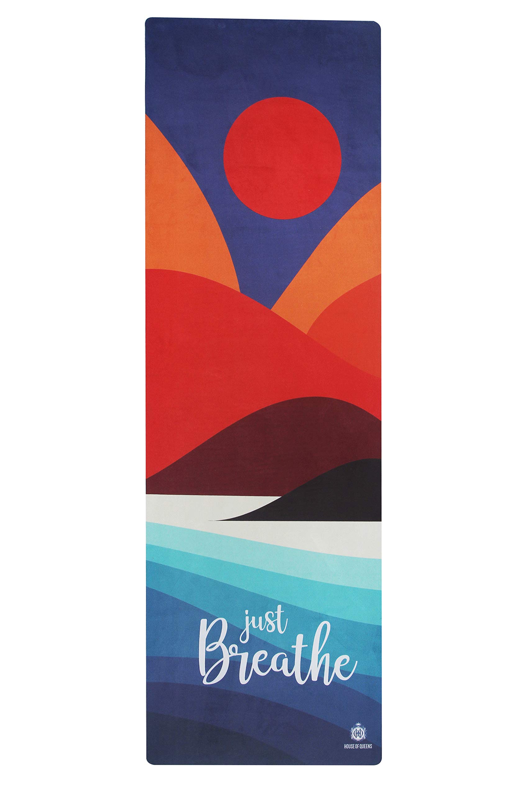 House of Queens Chic Elegant Natural Rubber+Eco Print Microfiber Yoga Mat. Ideal to absorbe Sweat. Excellent Grip on Floor. Additional Utility Beautiful Rug for Any Room.
