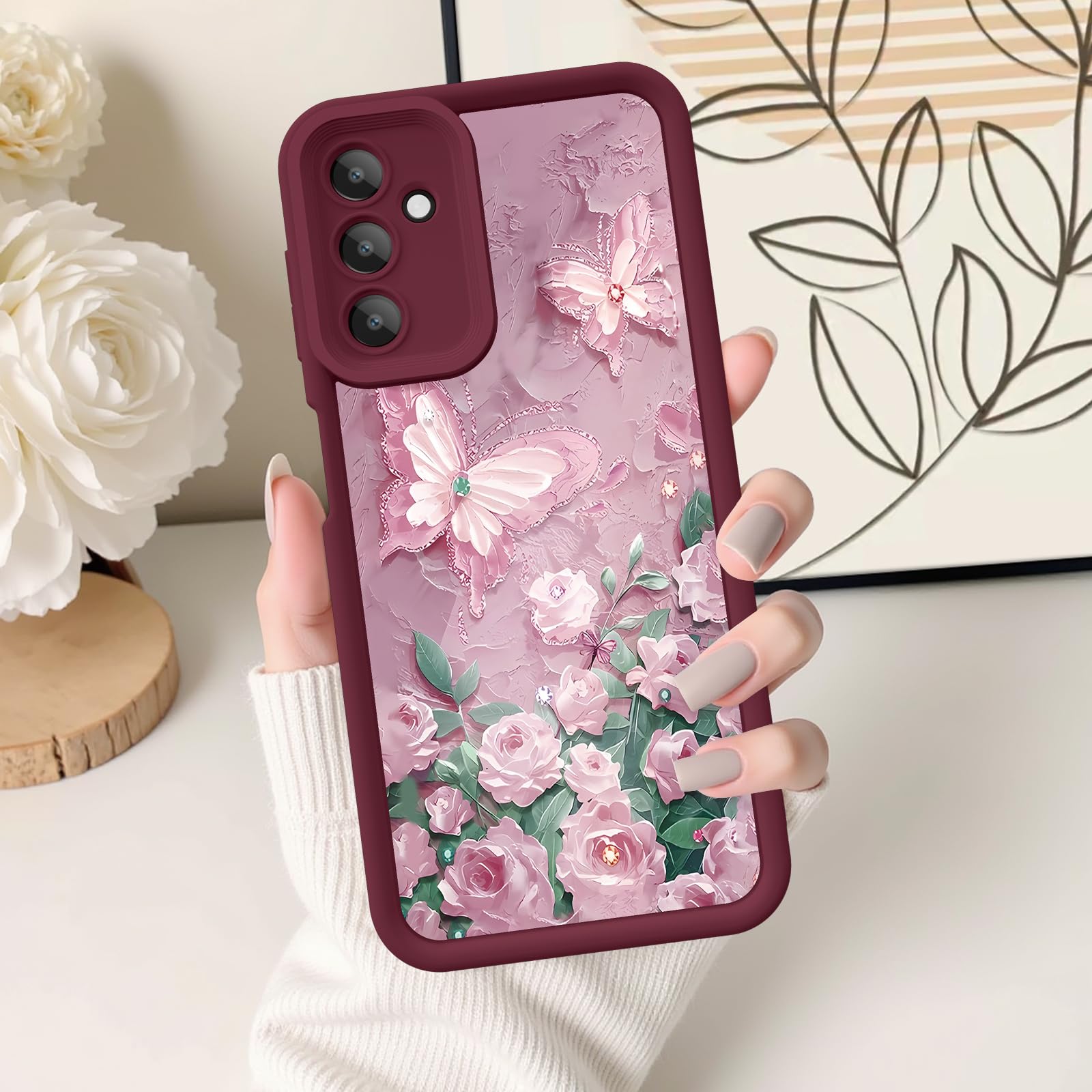 Etui do Samsung Galaxy A15 5G, kreatywny wzór motyla, dla dziewcząt i kobiet, miękki silikon, odporne na wstrząsy, odporne na zarysowania, etui do Galaxy A15 (3D, różany motyl)