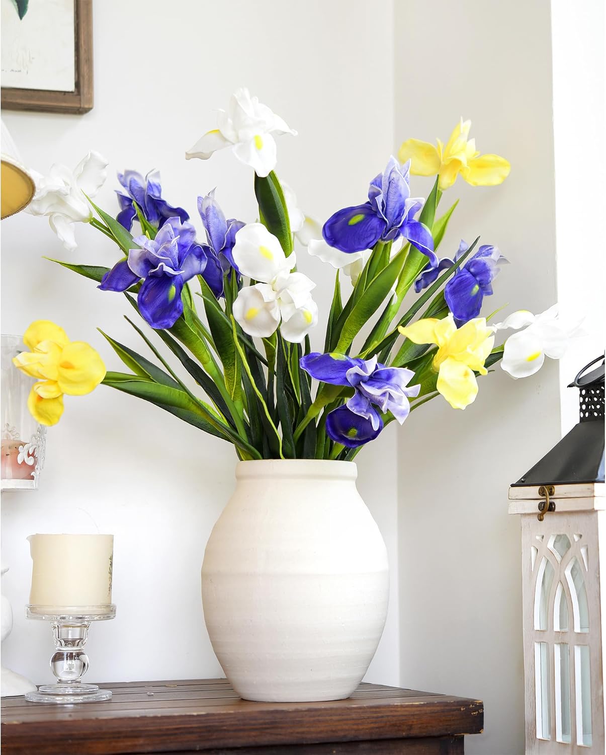 6 Long-Stem Real Touch Artificial Purple Irises – Realistic Faux Flowers for Home Décor, Wedding Bouquets, Centerpieces & Floral Arrangements