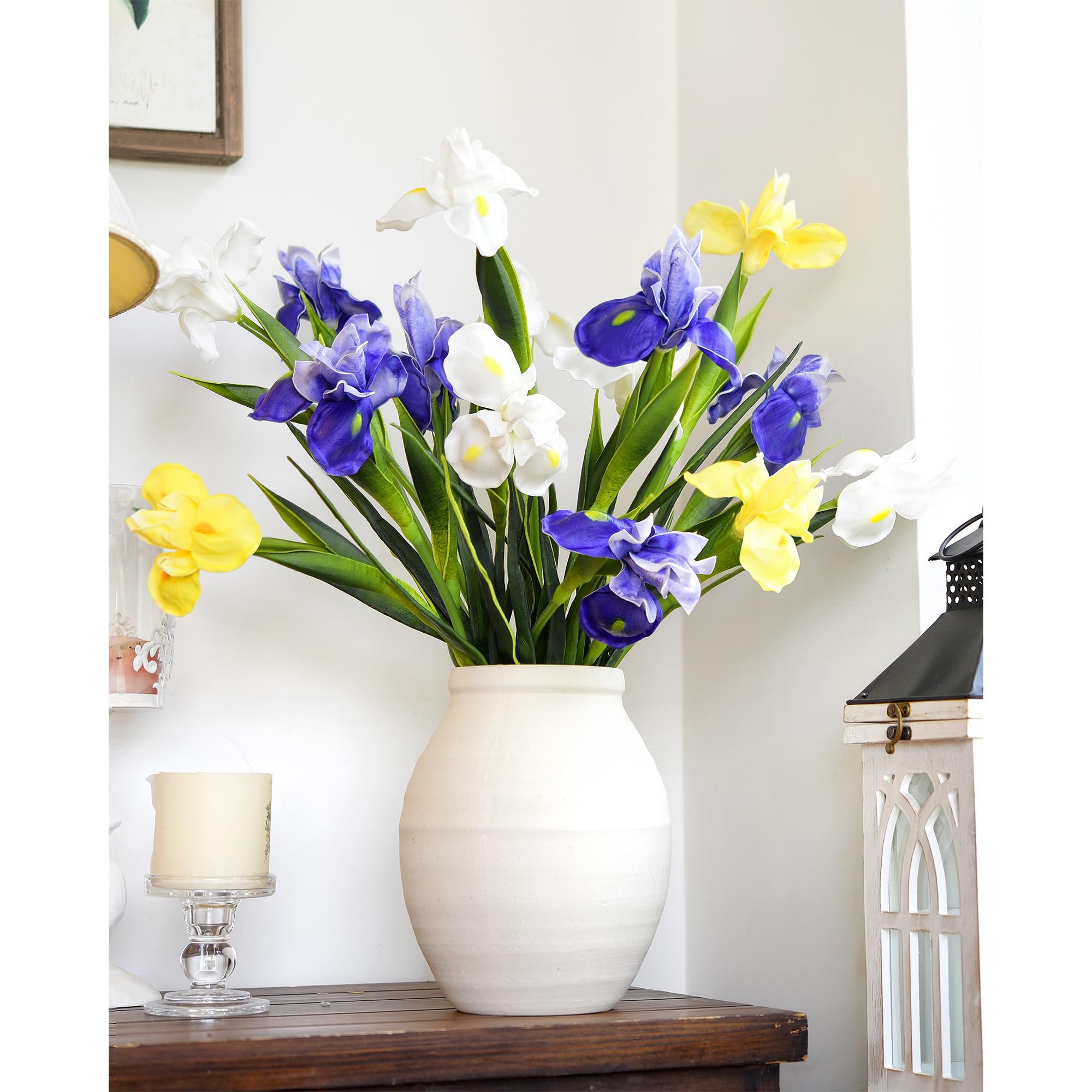 FiveSeasonStuff Künstliche Iris Blumen für Dekoration, Hochzeit, Braut, Zuhause, Küche, Party, Dekoration, 6 Lange Stiele (50 cm), echt aussehende Blumenarrangements, Violett