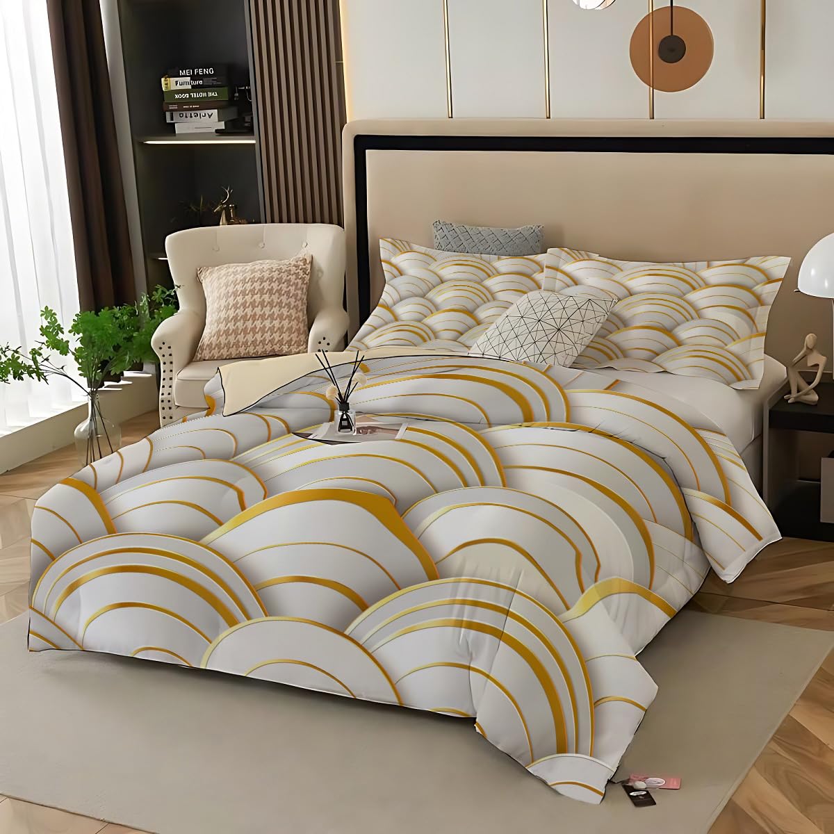 Parure de lit coquillage doré 140x200 pour une chambre d'enfant moderne