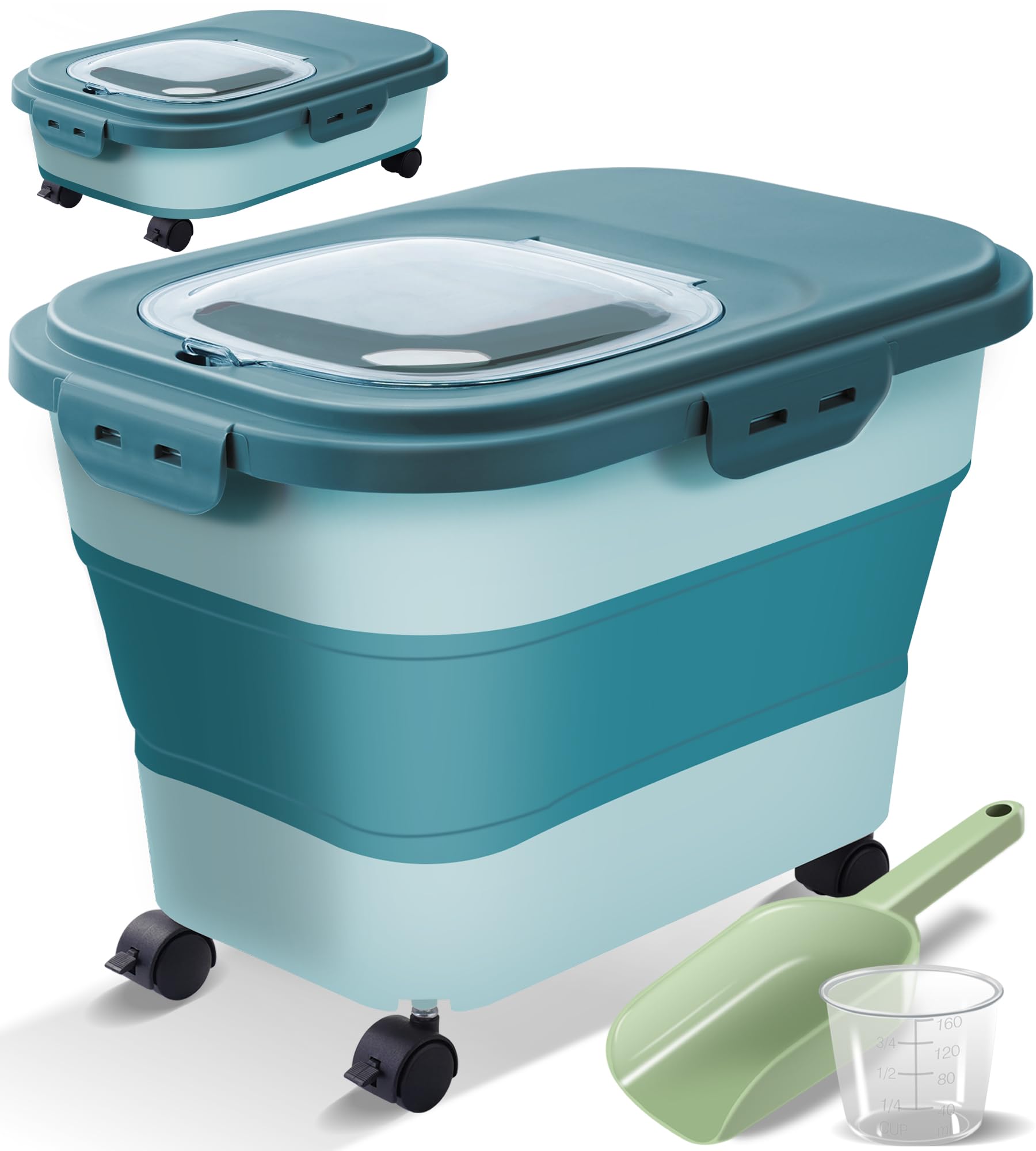 Collapsible Dog Food Storage Container with Lids, Airtight Rice Flour Cereal Sugar Bin Bucket, 20 25 30 Lbs Kitchen Accessories Holder Cat Pet Gift