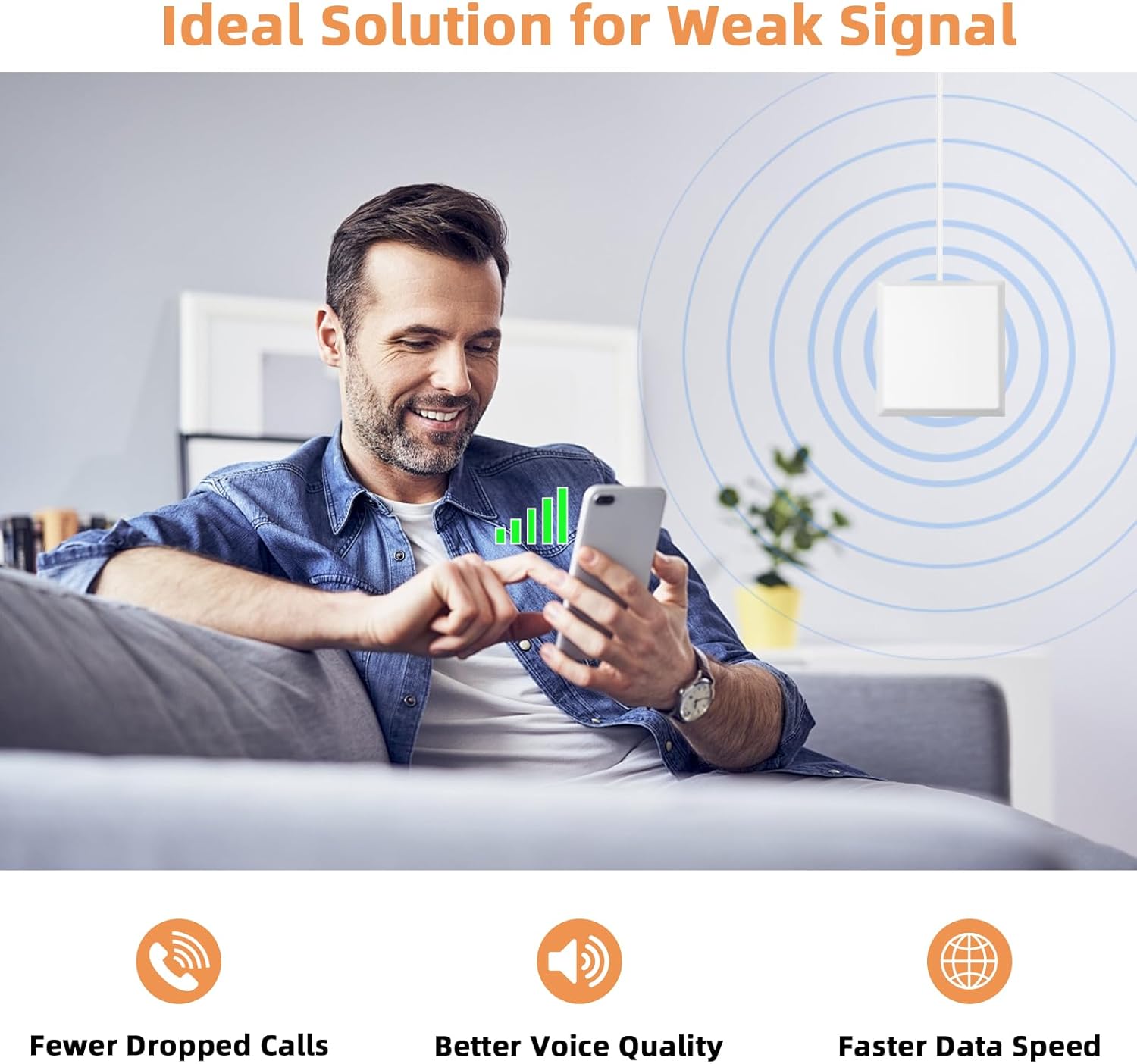 Cell Phone Booster for Home & Multi-Room,Up to 7,000 sq ft,Cell Phone Signal Booster for Band 5/12/13/17,Boost 5G 4G Data for All U.S. Carriers FCC Approved Cell Signal Booster