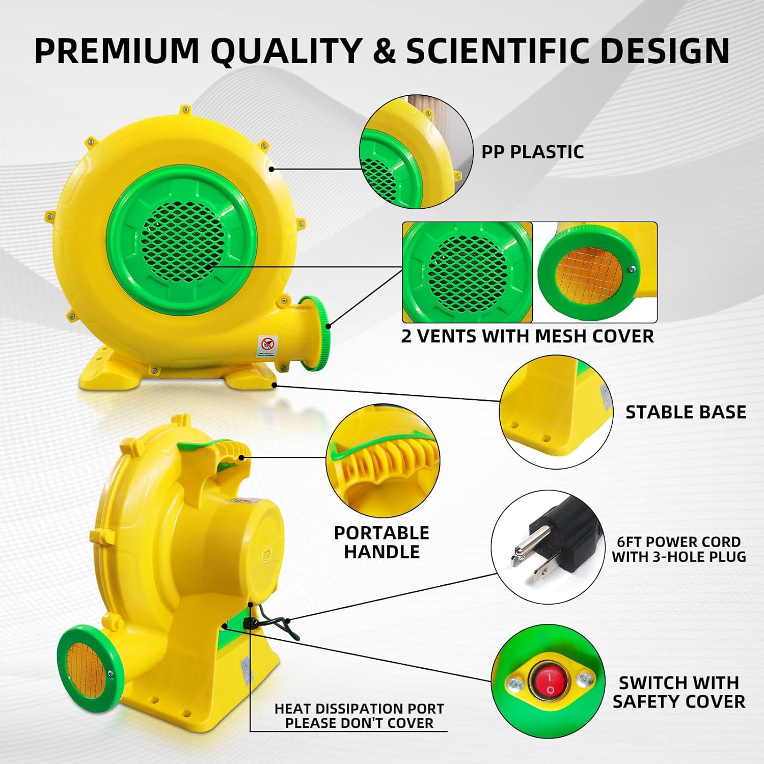 480w+950w Air Blower for Inflatable Spray Paint Booth, Perfect for Inflatable Bounce House, Bouncy Castle, Jumper, Water Slid, Blower Corded