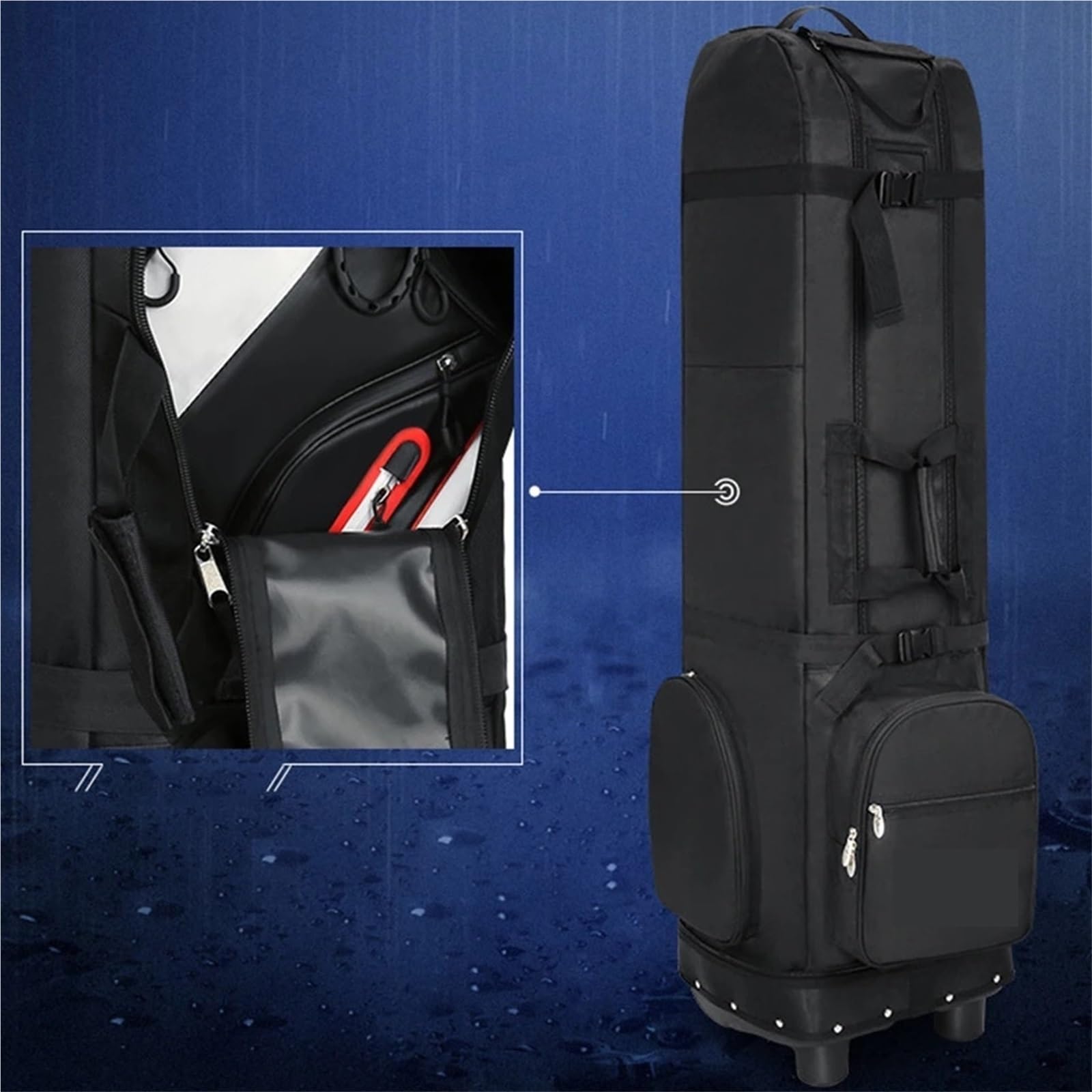 Abdeckung Golfbag Golf-Luftfahrttasche, wasserdicht, for Reisen mit Rädern, große Aufbewahrungskapazität, praktische Faltbare Flugzeug-Balltaschen