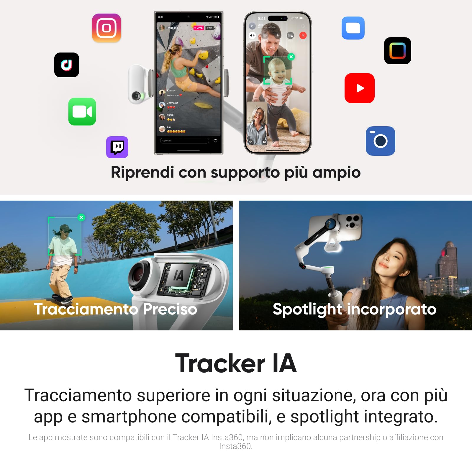 Insta360 Flow 2 Pro stabilizzatore gimbal per iPhone e Android, gimbal IA per smartphone, stabilizzatore per viaggi e vlog, stabilizzatore per video, YouTube, TikTok - Pack Creator Ultimate grigio