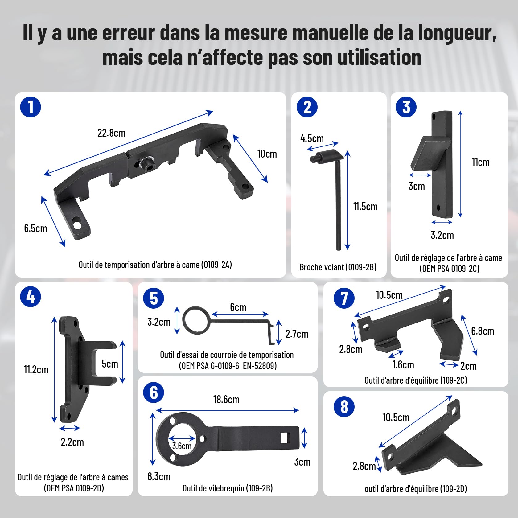 CarBole Kit d'outils pour Courroie de Distribution, pour PureTech EB0 EB2 | OEM 0109-2A pour Citroën Peugeot Opel 1.0/1.2 VTi VVT/GDI PureTech EB0/EB2, Kit d'outils de Calage du Moteu,Timing Moteur