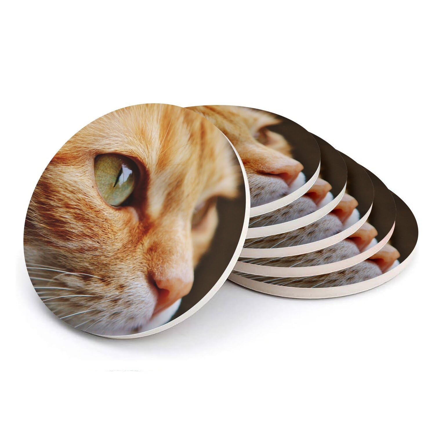 Sous-verre ronds en céramique pour table basse et apéritif chat