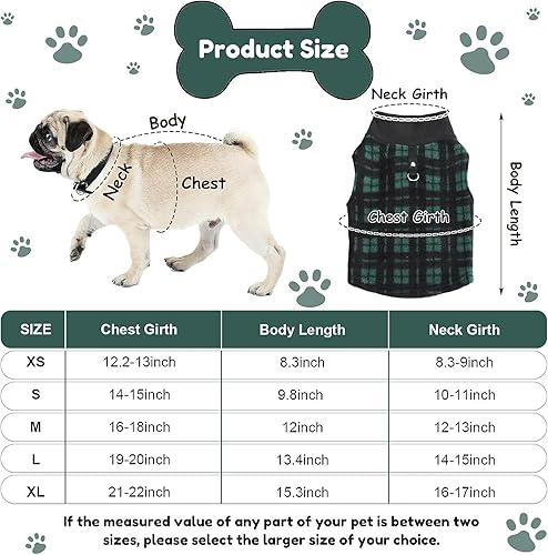 Miniatura 2 de Suéter de tela de invierno para perro con anillo para correa, chaleco de forro polar para perro, chaqueta cálida para mascotas, ropa para cachorros,