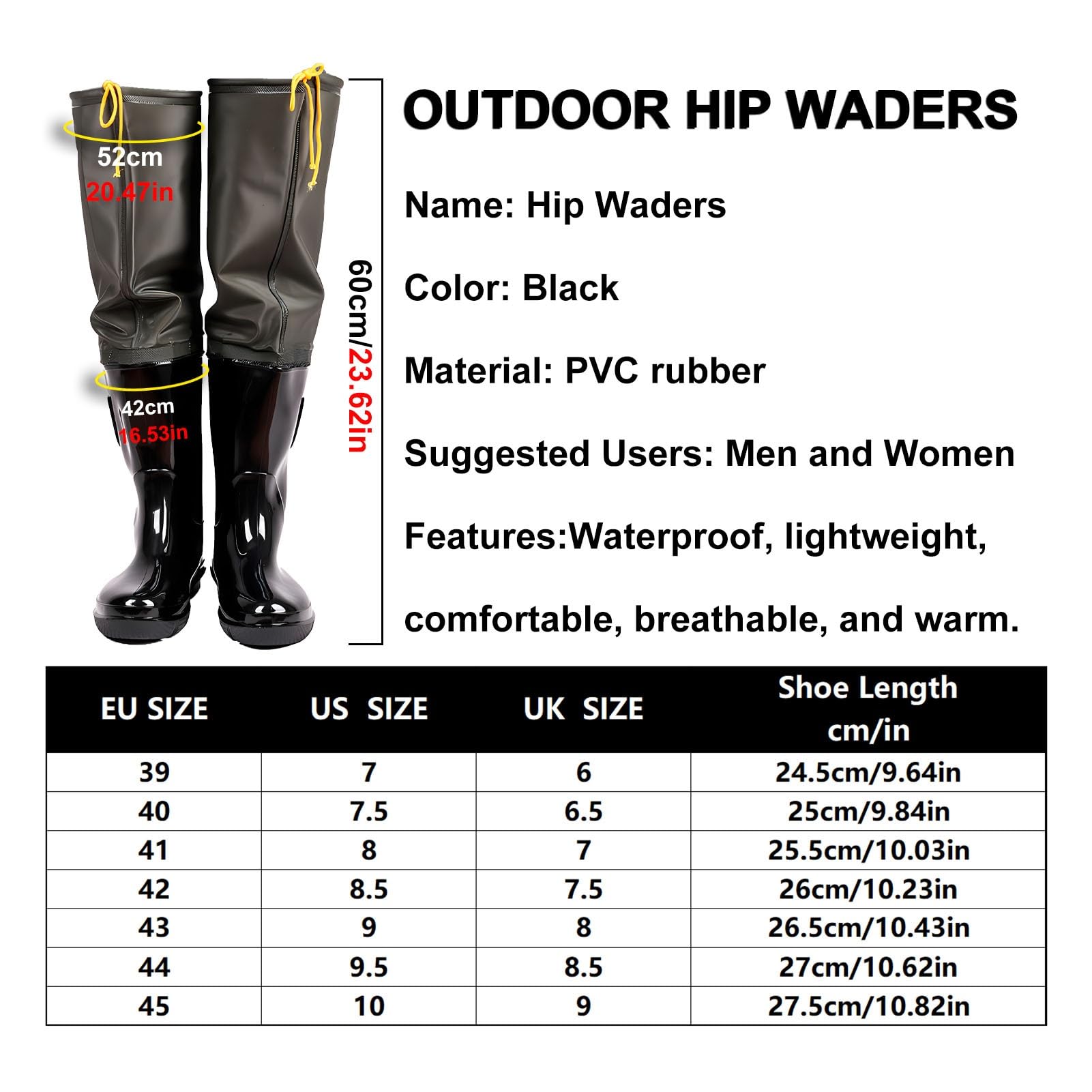 Waders hip Wader da Pesca In PVC A 2 Strati, Stivali da Pesca Con Suola Spessa Oxford, Realizzati Per Durare, Per La Caccia Nelle Paludi E Nella Sabbia