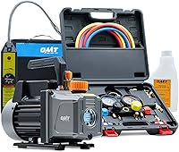 Orion Motor Tech 4 CFM 1/3 HP AC Vacuum Pump Kit with Manifold Gauge, Leak Detector, 4 Hoses for R134a R22 R410a HVAC Repair