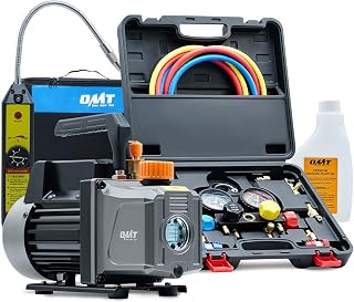 Orion Motor Tech 4 CFM 1/3 HP AC Vacuum Pump Kit with Manifold Gauge, Leak Detector, 4 Hoses for R134a R22 R410a HVAC Repair