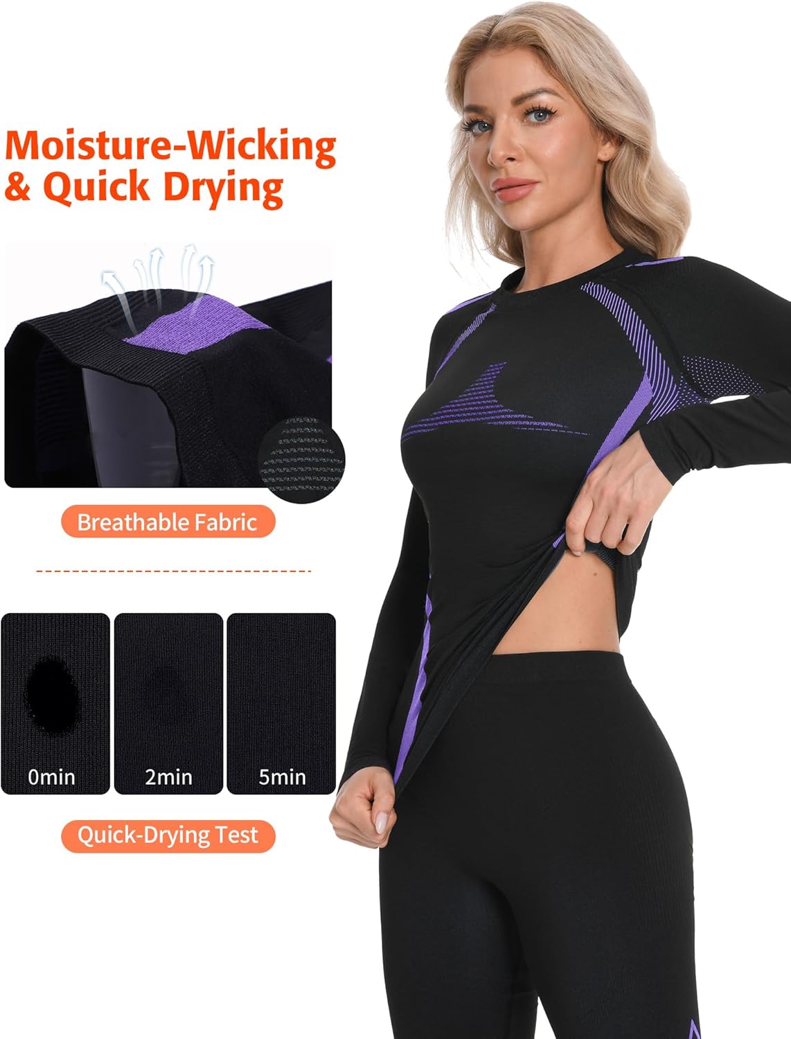 ATTRACO Thermal Underwear Set Womens Long Johns Warm Base Layer Top Bottom for Cold Weather Clothes - Image 4