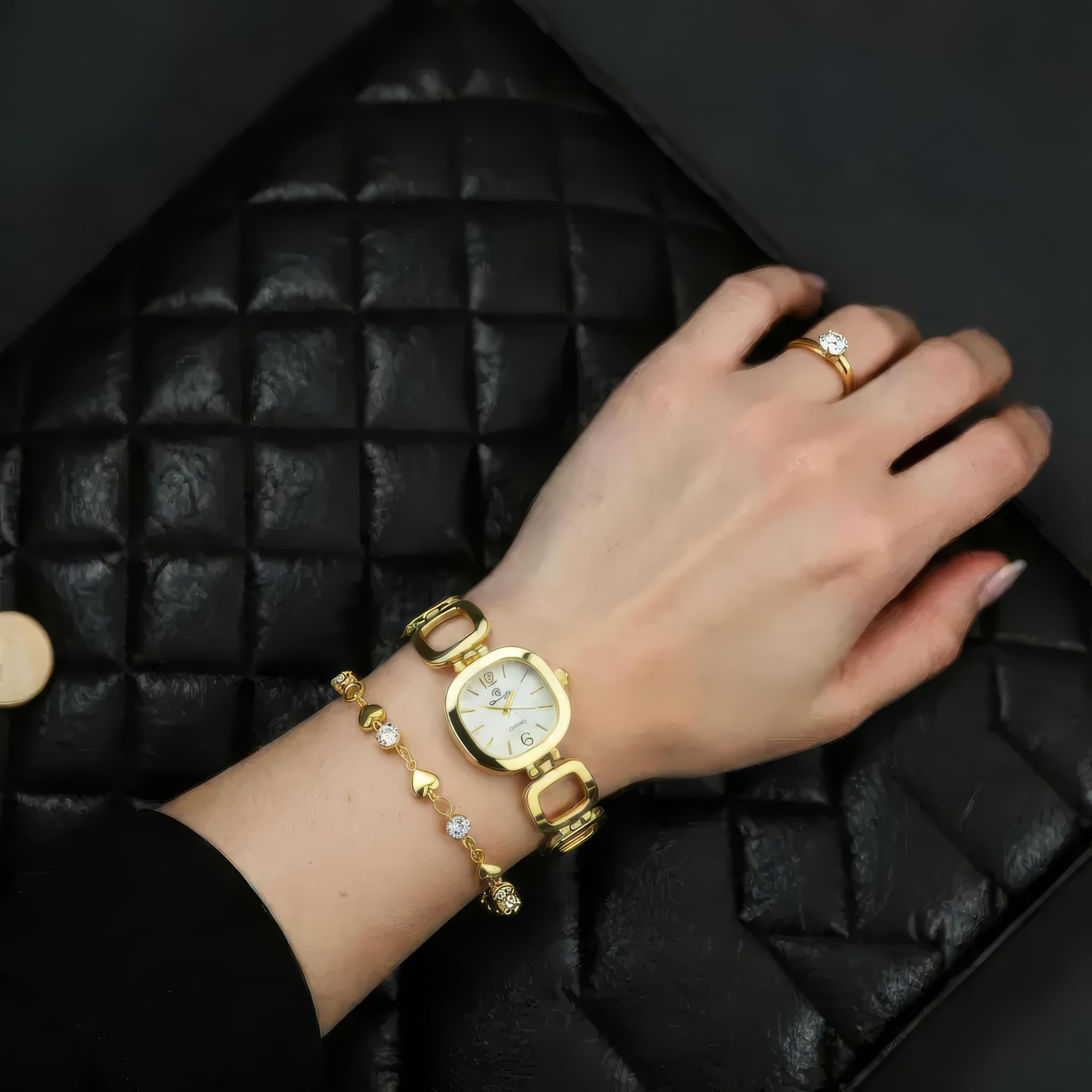 Coffret cadeau Montre Femme - Parure de Bijoux- Collier-Bague- Boucles d'oreilles - Bracelet