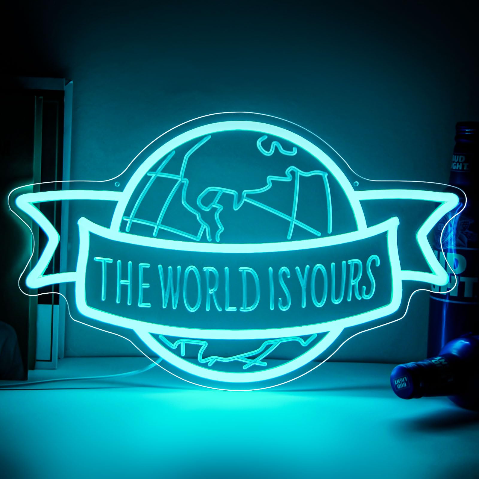 The World Is Yours Neon Sign Motivational Blue LED Neon Light for Classroom — image 1