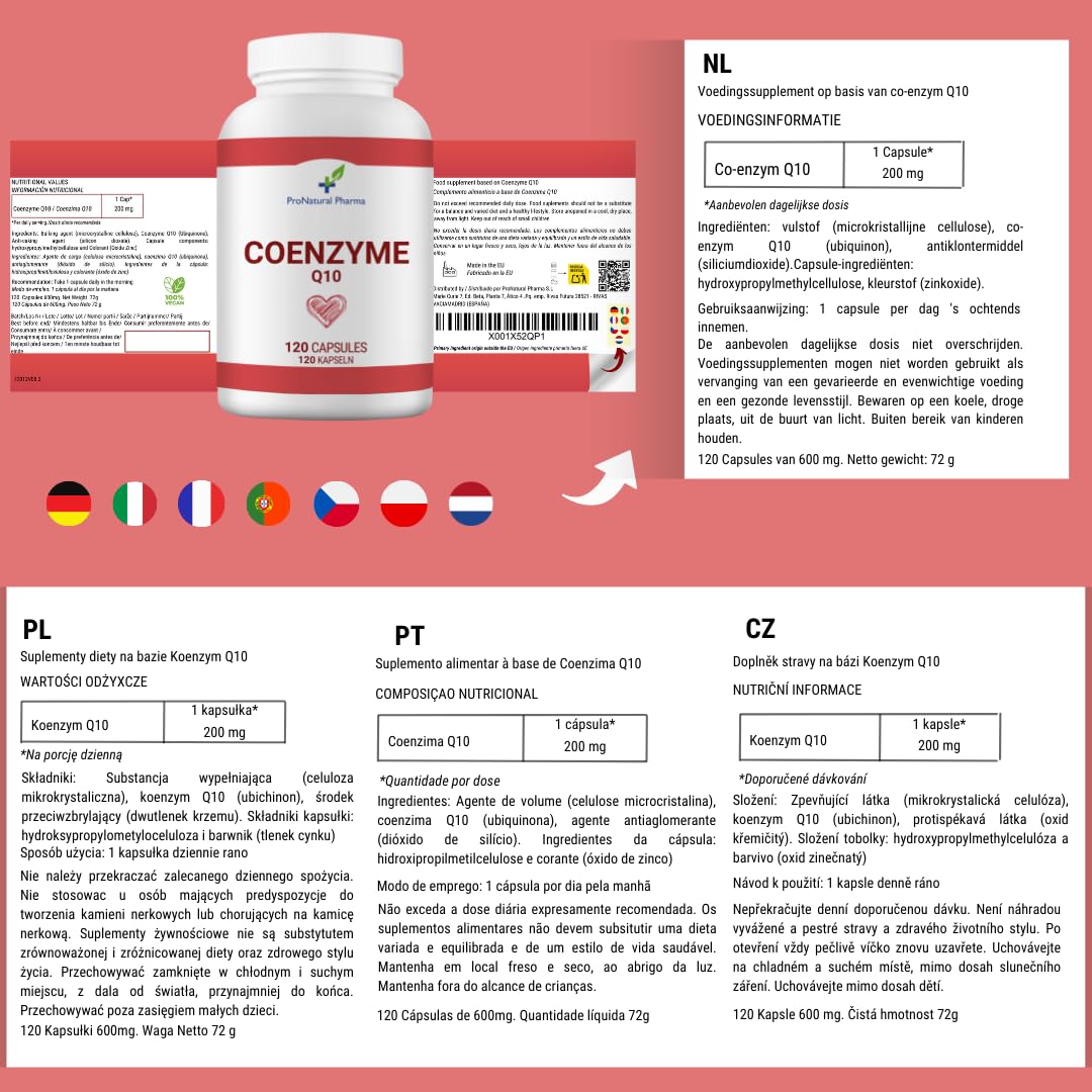 Coenzima Q10 200mg| 120 capsule vegane |Fornitura per 4 mesi | Energia e antietà – Dosi elevate