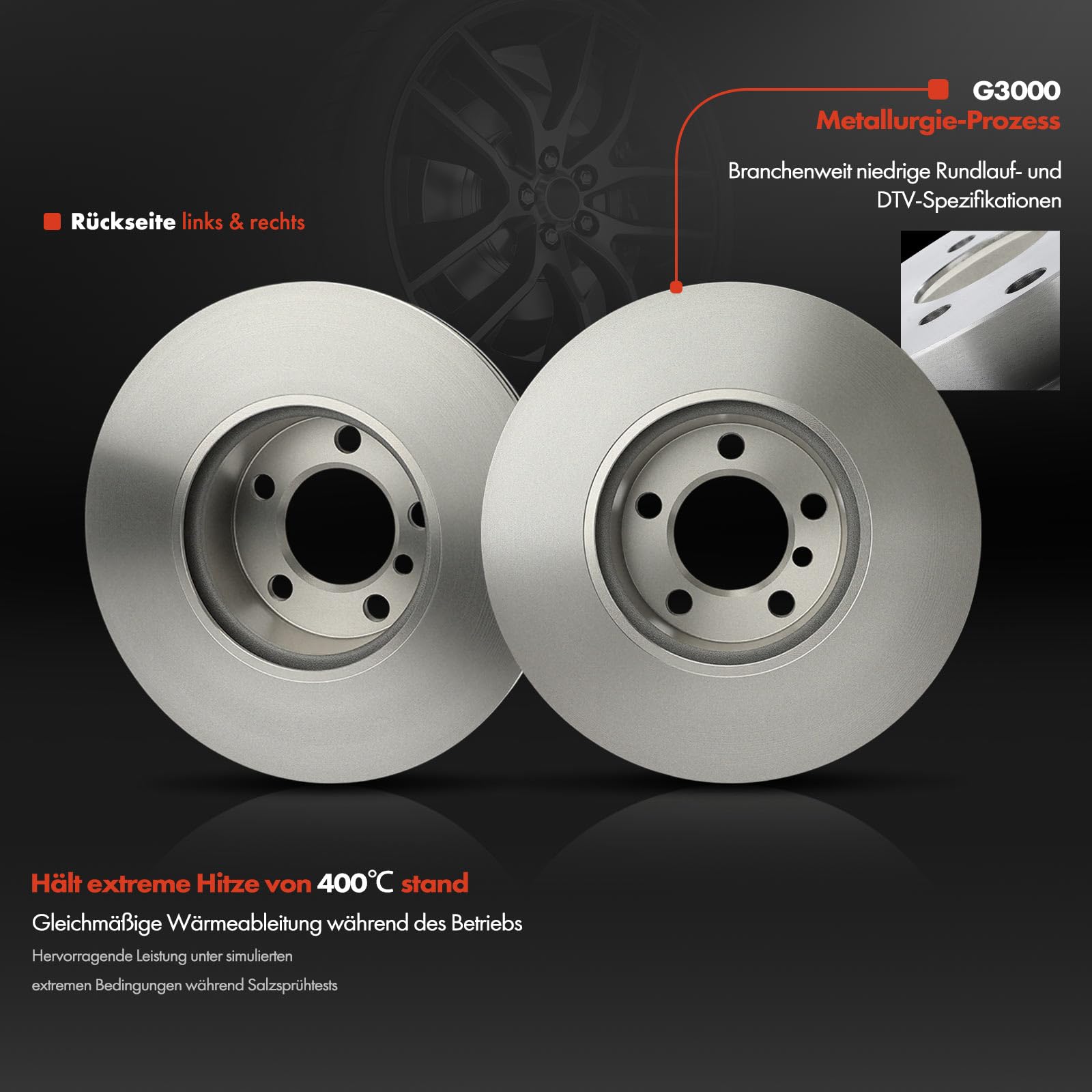 Frankberg 2 x tarcze hamulcowe, oś przednia + 4 x klocki hamulcowe, oś przednia, kompatybilna z Galaxy WA6 Mondeo IV Turnier BA7 S-Max Replace # 34106799801
