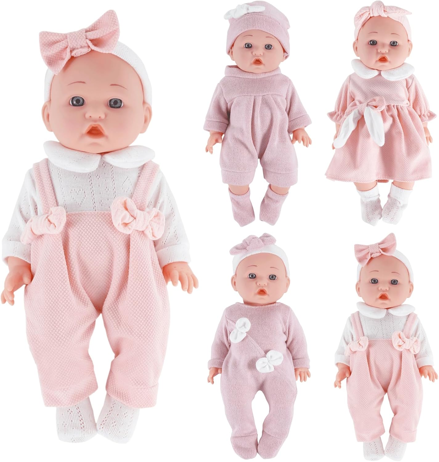 12 inch Doll Clothes and Accessories with Headband Hat Socks 4-Packs for 10 11 12 inch Dolls (Not Include Doll)