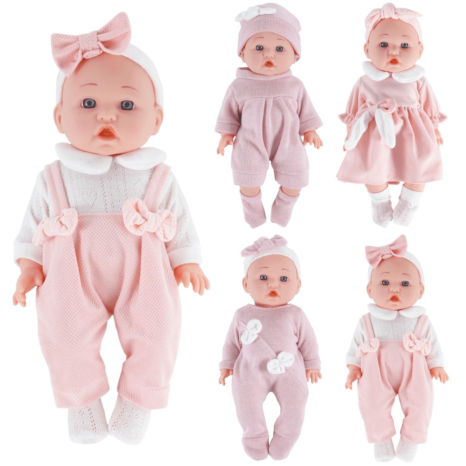 Ropa y accesorios de muñeca de 12 pulgadas con diadema, sombrero, calcetines, 4 paquetes para muñecas de 10, 11 y 12 pulgadas (no incluye muñeca)
