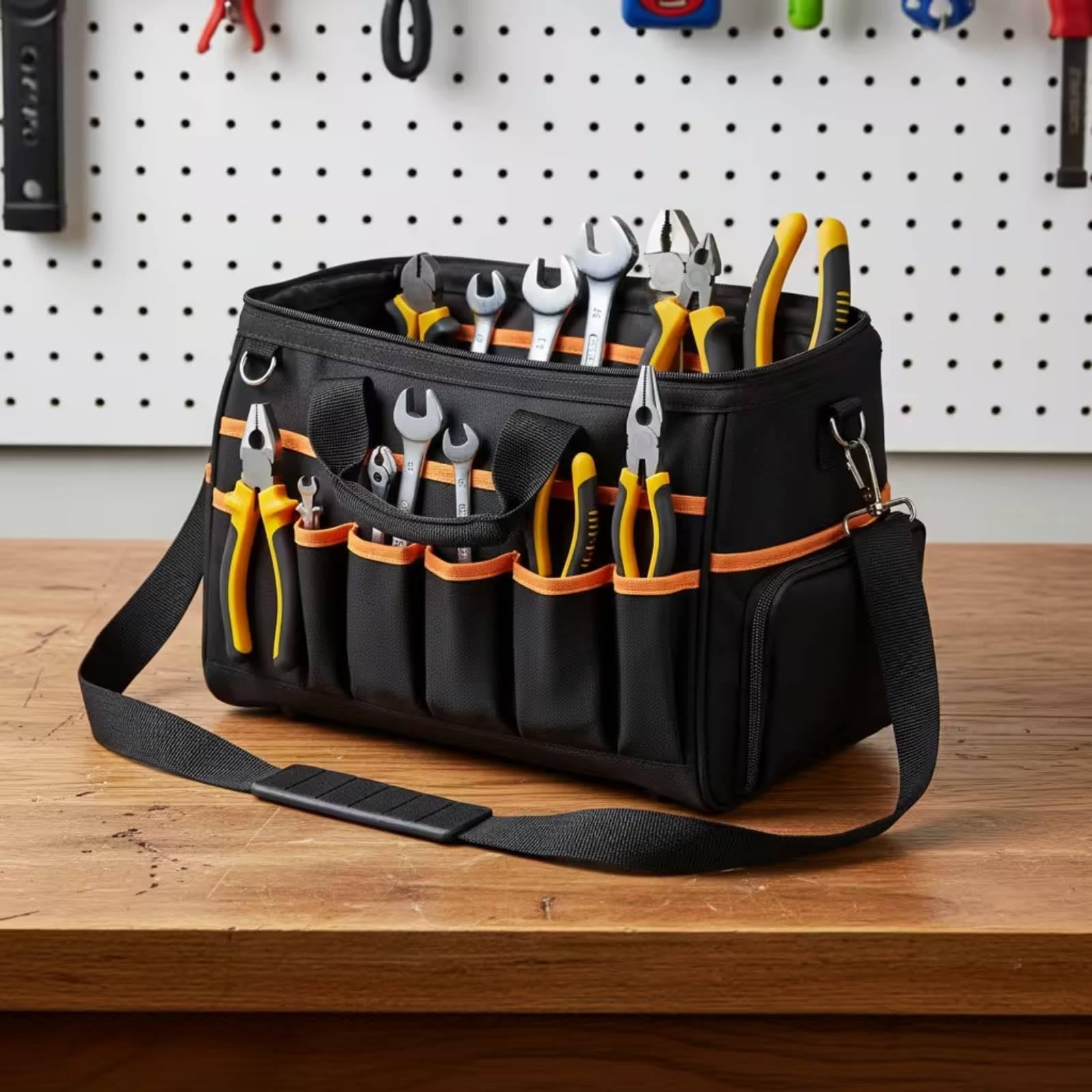 Borsa Portautensili con Scomparti Multipli, Custodia Da Viaggio per Attrezzi E Apparecchiature Elettriche per Uso Esterno.